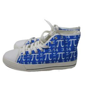 Math Pi 3.14 Sneakers Blue White 7/37 Canvas Teacher Gift Nerd Geek Shoes